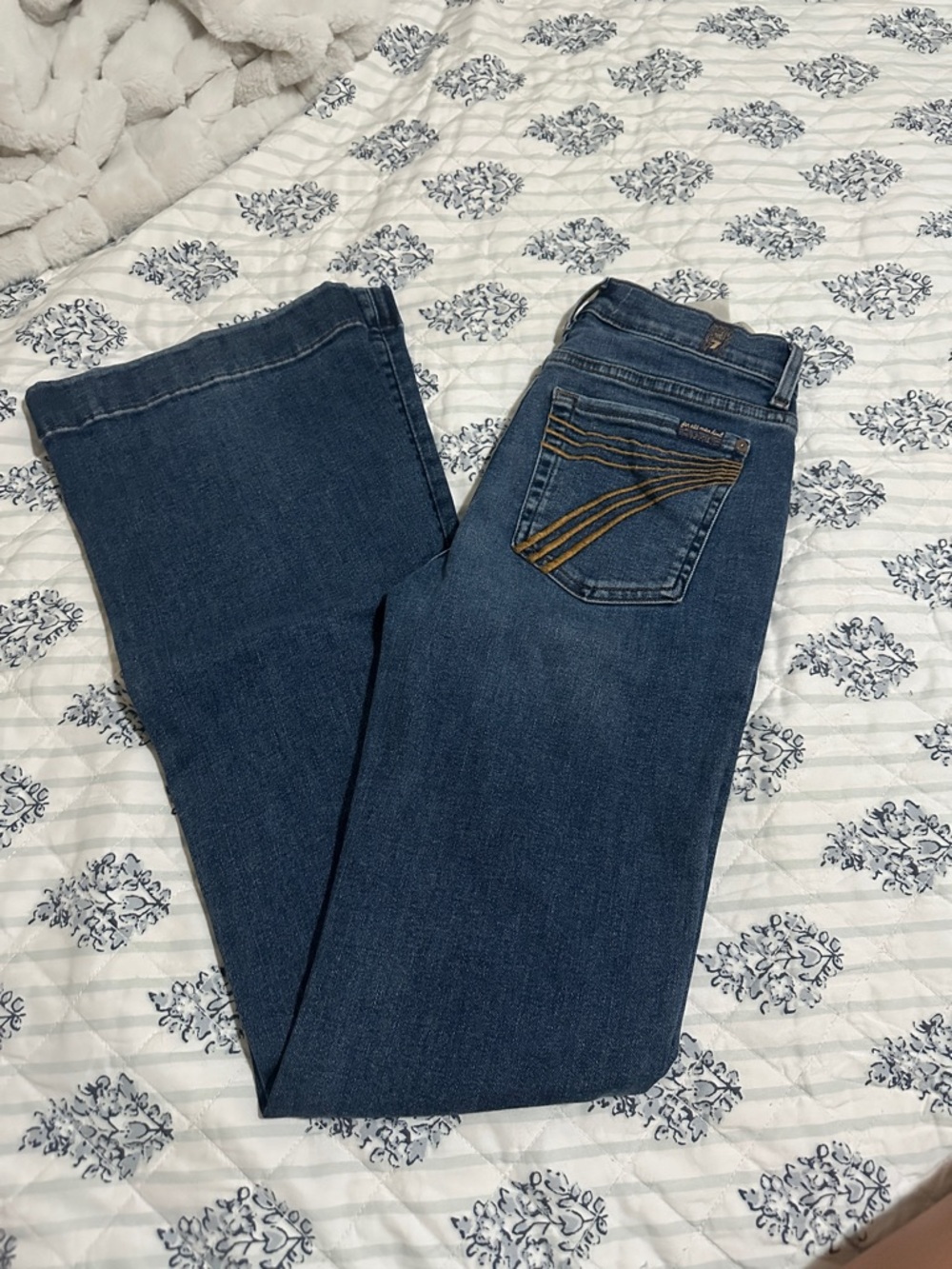 7 For All Mankind Women's Boot Cut Jeans in Dark Blue